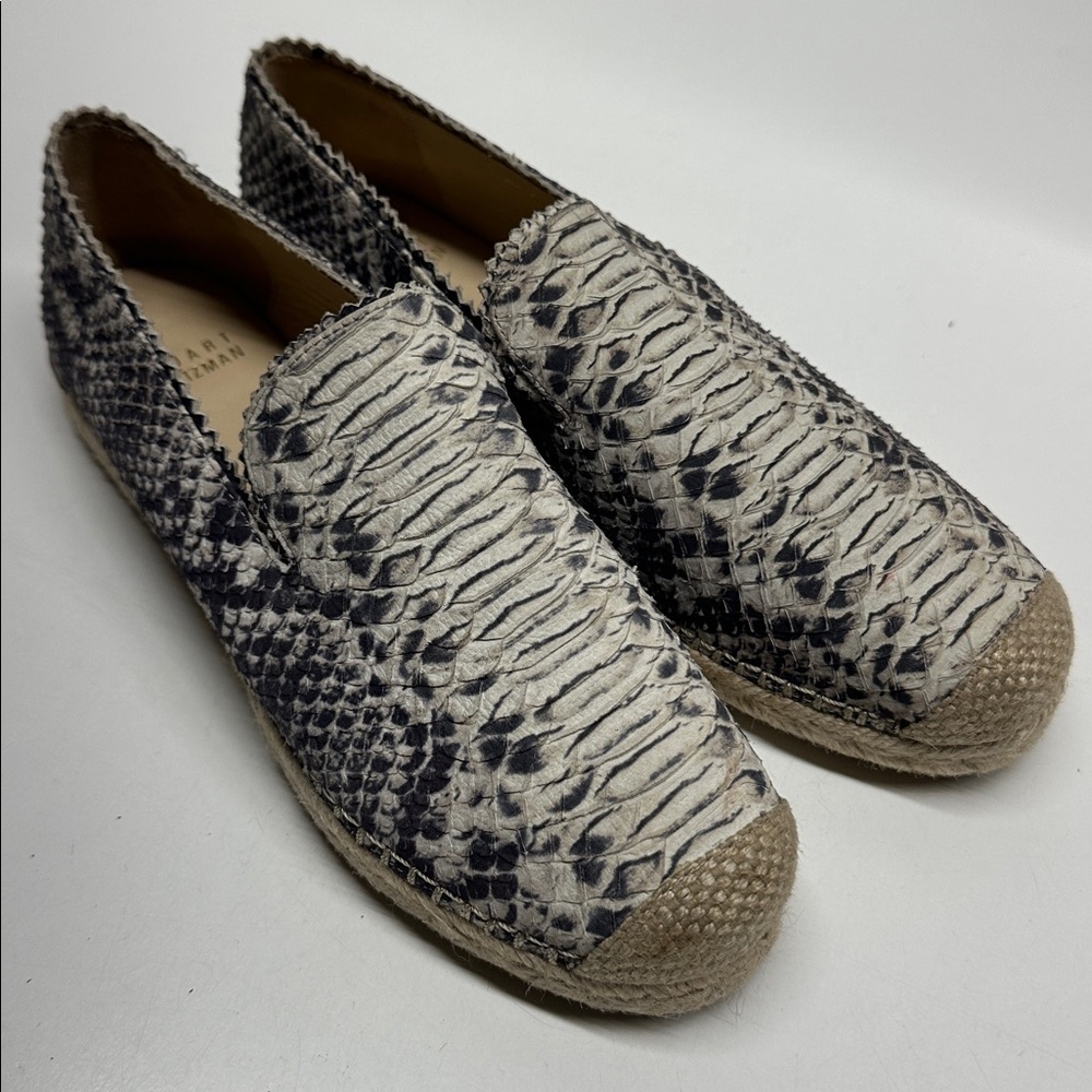 Stuart Weitzman Catalan Espadrilles Shoes Snake Print Leather Slip On Size 7